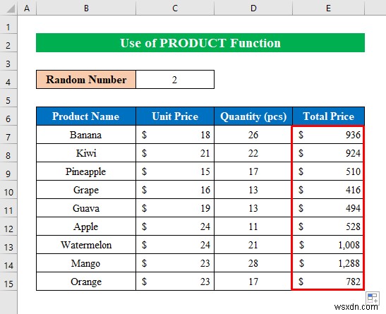 วิธีการคูณใน Excel (8 วิธีง่าย ๆ)