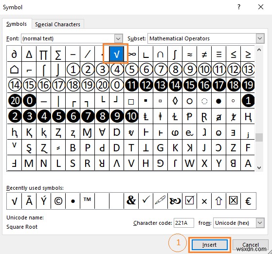 วิธีการแทรกสัญลักษณ์รากที่สองใน Excel (8 วิธีง่ายๆ)