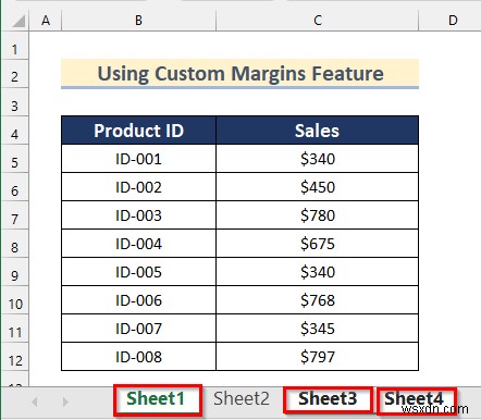 ดำเนินการคำสั่งเพื่อจัดเวิร์กชีตที่เลือกไว้กึ่งกลางใน Excel