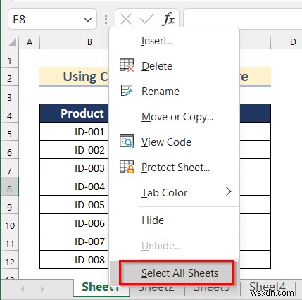 ดำเนินการคำสั่งเพื่อจัดเวิร์กชีตที่เลือกไว้กึ่งกลางใน Excel