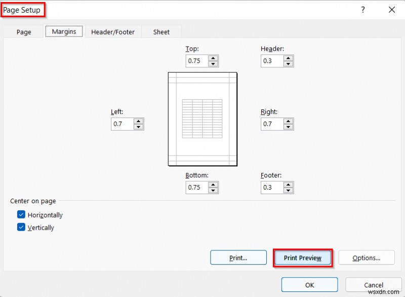 ดำเนินการคำสั่งเพื่อจัดเวิร์กชีตที่เลือกไว้กึ่งกลางใน Excel