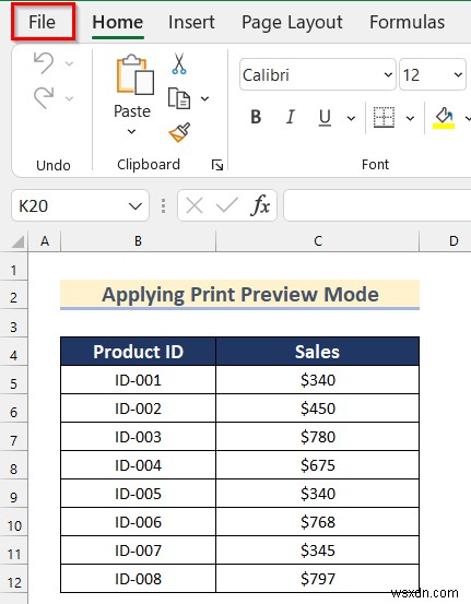 ดำเนินการคำสั่งเพื่อจัดเวิร์กชีตที่เลือกไว้กึ่งกลางใน Excel