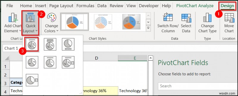 สร้างรายงานที่แสดงยอดขายรายไตรมาสตามเขตใน Excel