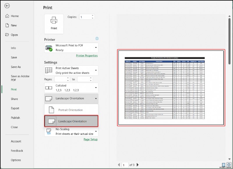 วิธีการเปลี่ยนการวางแนวของแผ่นงานเป็นแนวนอนใน Excel