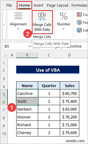 วิธีการผสานสองเซลล์ใน Excel โดยไม่สูญเสียข้อมูล (2 วิธี)