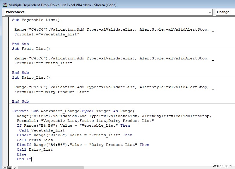 รายการแบบเลื่อนลงขึ้นอยู่กับหลายรายการ Excel VBA (3 วิธี)