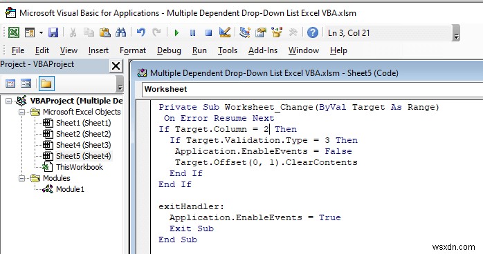 รายการแบบเลื่อนลงขึ้นอยู่กับหลายรายการ Excel VBA (3 วิธี)