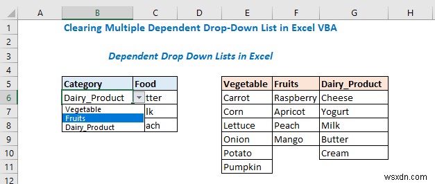 รายการแบบเลื่อนลงขึ้นอยู่กับหลายรายการ Excel VBA (3 วิธี)