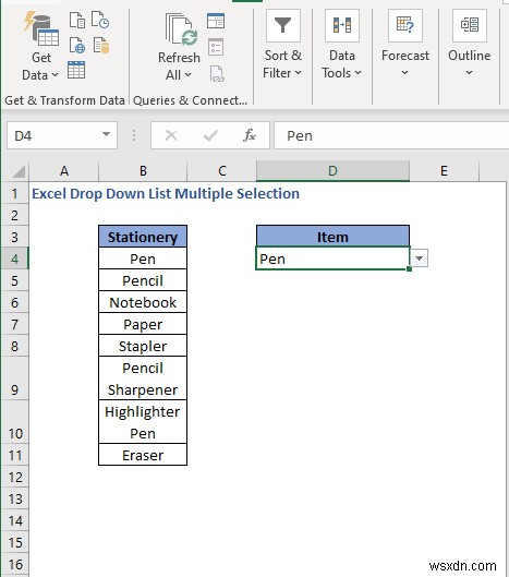 วิธีการสร้างการเลือกหลายรายการจากรายการแบบเลื่อนลงใน Excel (3 วิธี)