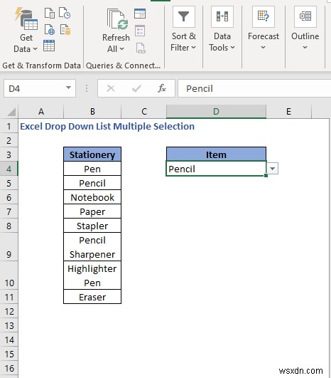 วิธีการสร้างการเลือกหลายรายการจากรายการแบบเลื่อนลงใน Excel (3 วิธี)