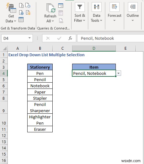 วิธีการสร้างการเลือกหลายรายการจากรายการแบบเลื่อนลงใน Excel (3 วิธี)