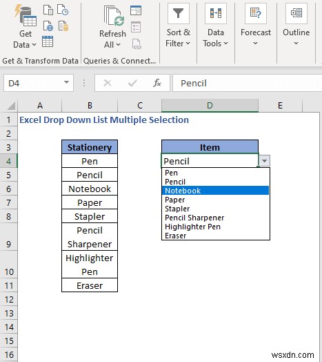 วิธีการสร้างการเลือกหลายรายการจากรายการแบบเลื่อนลงใน Excel (3 วิธี)