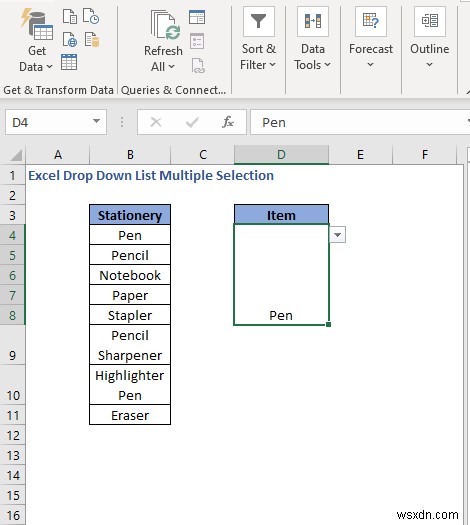 วิธีการสร้างการเลือกหลายรายการจากรายการแบบเลื่อนลงใน Excel (3 วิธี)