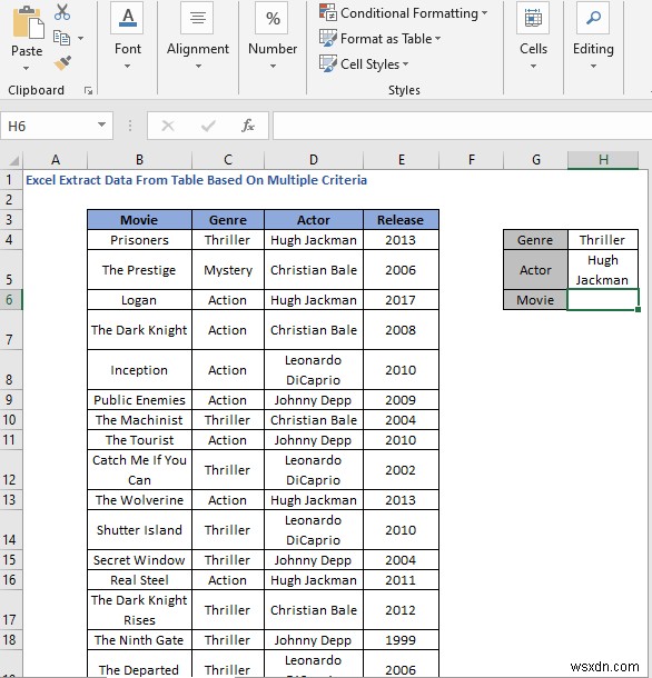 วิธีการดึงข้อมูลจากตารางตามเกณฑ์หลายเกณฑ์ใน Excel