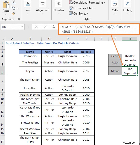 วิธีการดึงข้อมูลจากตารางตามเกณฑ์หลายเกณฑ์ใน Excel