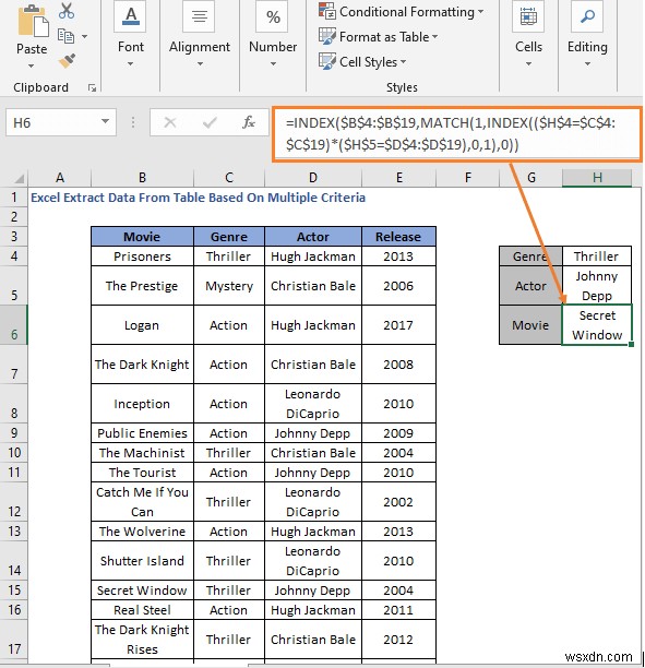 วิธีการดึงข้อมูลจากตารางตามเกณฑ์หลายเกณฑ์ใน Excel