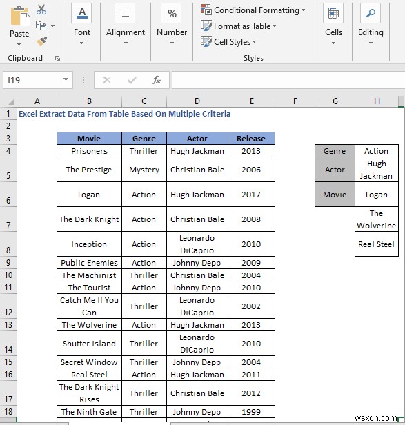 วิธีการดึงข้อมูลจากตารางตามเกณฑ์หลายเกณฑ์ใน Excel