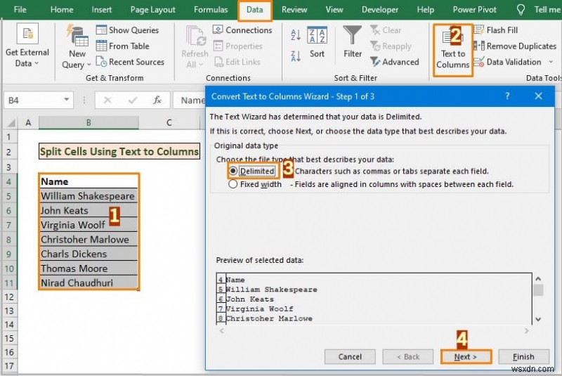 วิธีแยกเซลล์หนึ่งเซลล์ออกเป็นสองเซลล์ใน Excel (5 วิธีที่มีประโยชน์)