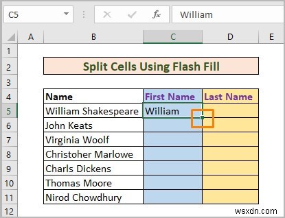 วิธีแยกเซลล์หนึ่งเซลล์ออกเป็นสองเซลล์ใน Excel (5 วิธีที่มีประโยชน์)