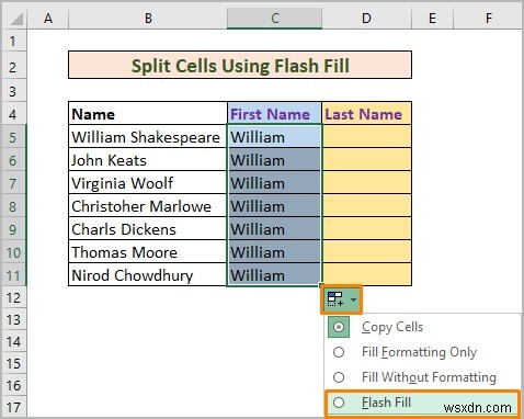 วิธีแยกเซลล์หนึ่งเซลล์ออกเป็นสองเซลล์ใน Excel (5 วิธีที่มีประโยชน์)