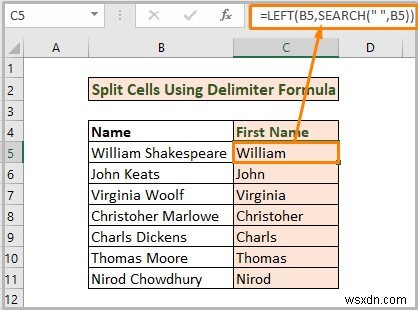 วิธีแยกเซลล์หนึ่งเซลล์ออกเป็นสองเซลล์ใน Excel (5 วิธีที่มีประโยชน์)