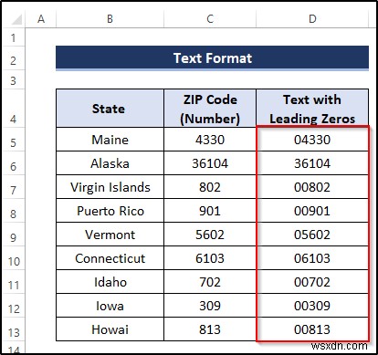 วิธีการแปลงตัวเลขเป็นข้อความที่มีเลขศูนย์นำหน้าใน Excel