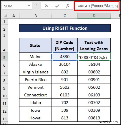 วิธีการแปลงตัวเลขเป็นข้อความที่มีเลขศูนย์นำหน้าใน Excel