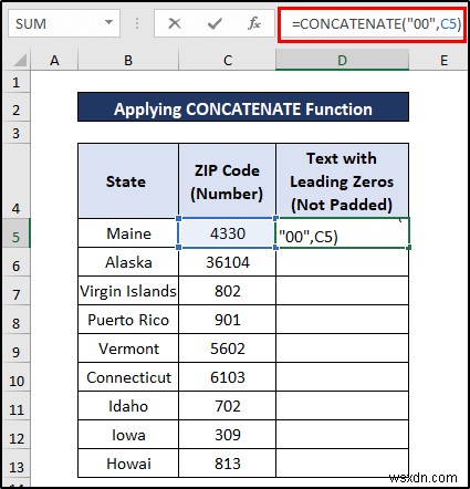 วิธีการแปลงตัวเลขเป็นข้อความที่มีเลขศูนย์นำหน้าใน Excel