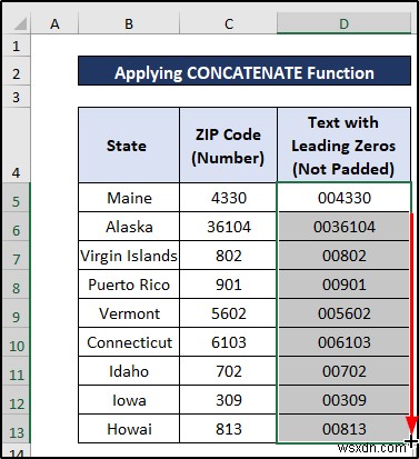 วิธีการแปลงตัวเลขเป็นข้อความที่มีเลขศูนย์นำหน้าใน Excel