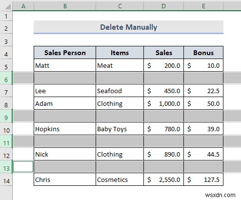 ลบแถวว่างใน Excel (8 วิธีที่เหมาะสม)