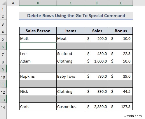 ลบแถวว่างใน Excel (8 วิธีที่เหมาะสม)