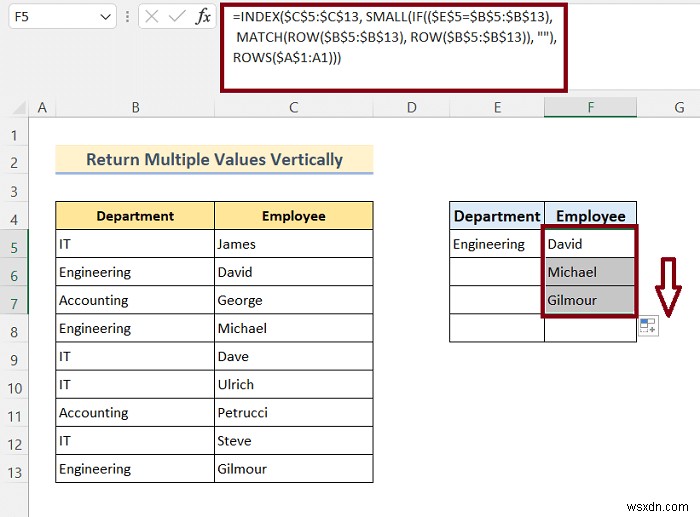 วิธีการ VLOOKUP และส่งกลับค่าหลายค่าใน Excel (8 วิธี)