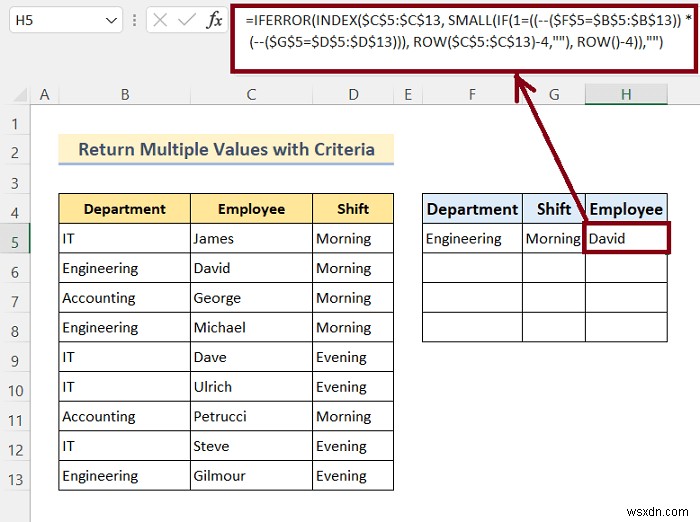 วิธีการ VLOOKUP และส่งกลับค่าหลายค่าใน Excel (8 วิธี)