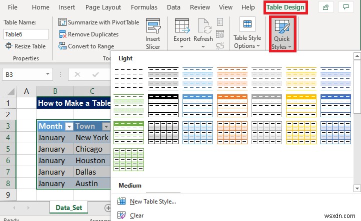 วิธีการสร้างตารางใน Excel (ด้วยการปรับแต่ง)