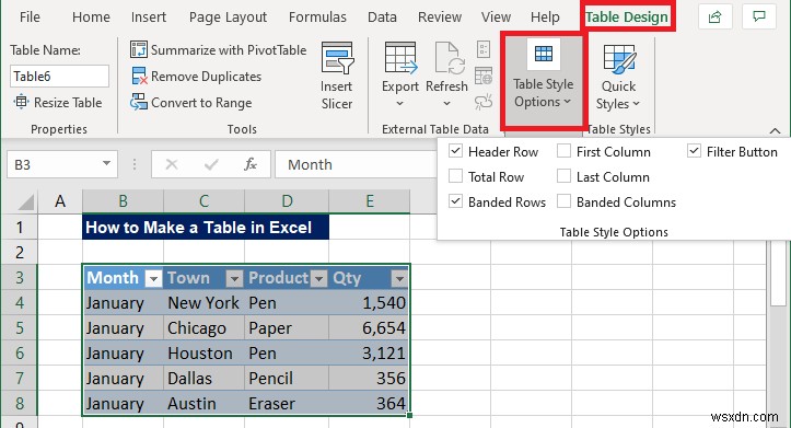 วิธีการสร้างตารางใน Excel (ด้วยการปรับแต่ง)