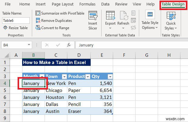 วิธีการสร้างตารางใน Excel (ด้วยการปรับแต่ง)