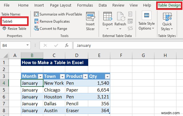 วิธีการสร้างตารางใน Excel (ด้วยการปรับแต่ง)