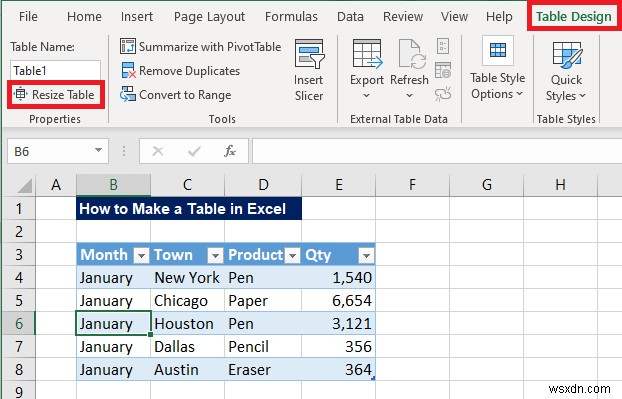วิธีการสร้างตารางใน Excel (ด้วยการปรับแต่ง)