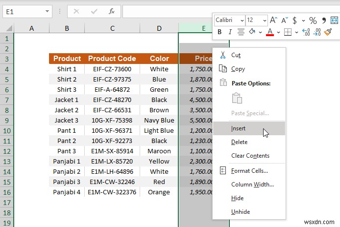 วิธีการแทรกคอลัมน์ใน Excel (วิธีด่วน 5 วิธี)