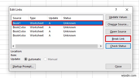 วิธีลบลิงก์ภายนอกใน Excel