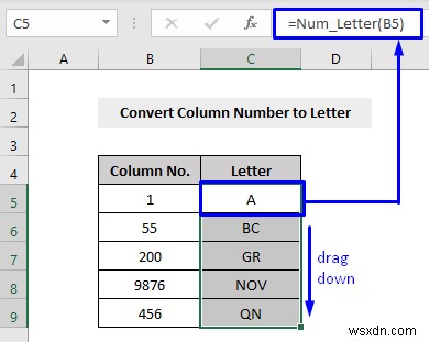 VBA เพื่อแปลงหมายเลขคอลัมน์เป็นตัวอักษรใน Excel (3 วิธี)