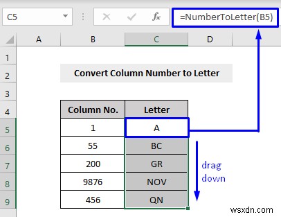 VBA เพื่อแปลงหมายเลขคอลัมน์เป็นตัวอักษรใน Excel (3 วิธี)