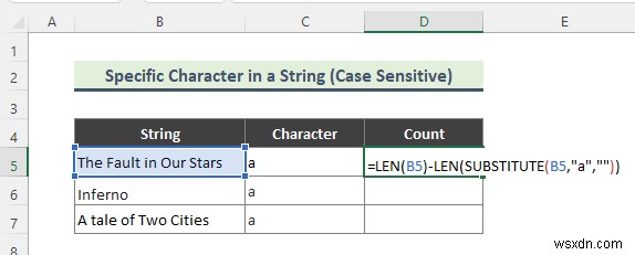 Excel Count Occurrences of Character in String