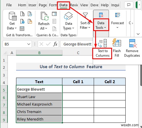 วิธีแยกเซลล์ใน Excel (5 เคล็ดลับง่ายๆ)