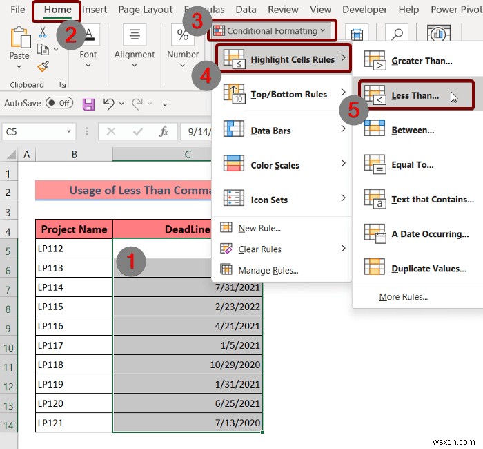 ใช้การจัดรูปแบบตามเงื่อนไขกับวันที่เกินกำหนดใน Excel (3 วิธี)