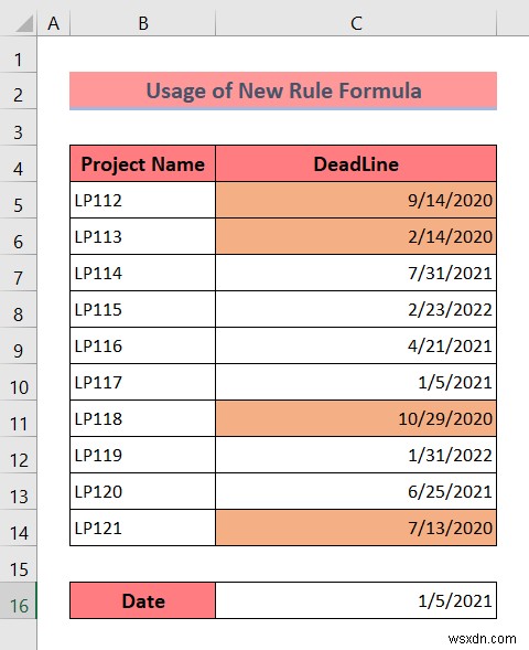 ใช้การจัดรูปแบบตามเงื่อนไขกับวันที่เกินกำหนดใน Excel (3 วิธี)