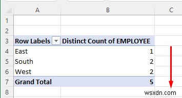 นับรายการที่ซ้ำกันใน Excel Pivot Table (2 วิธีง่ายๆ)