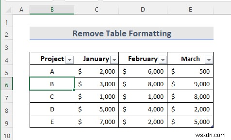 วิธีการลบตารางใน Excel (6 วิธี)