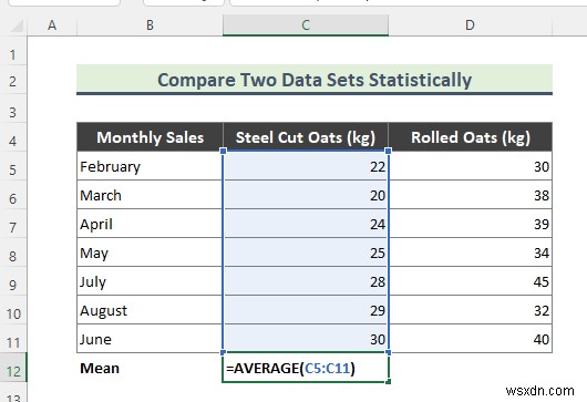 การเปรียบเทียบทางสถิติของ Excel ชุดข้อมูลสองชุด