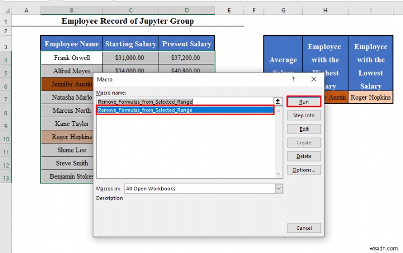 VBA เพื่อลบสูตรใน Excel รักษาค่าและการจัดรูปแบบ